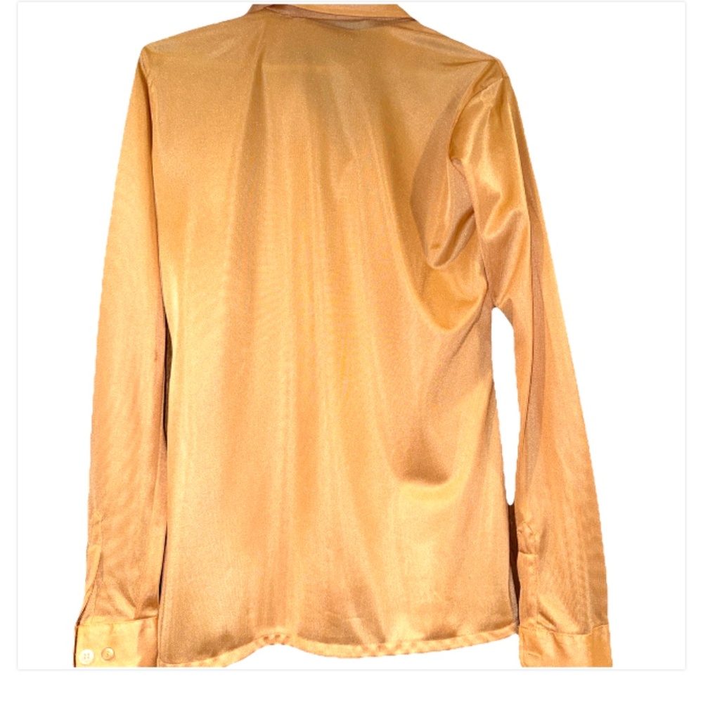 Vintage 1970 Chess King Mens Dress Shirt Peach Spread Collar Long Sleeve Nylon M - Picture 8 of 8